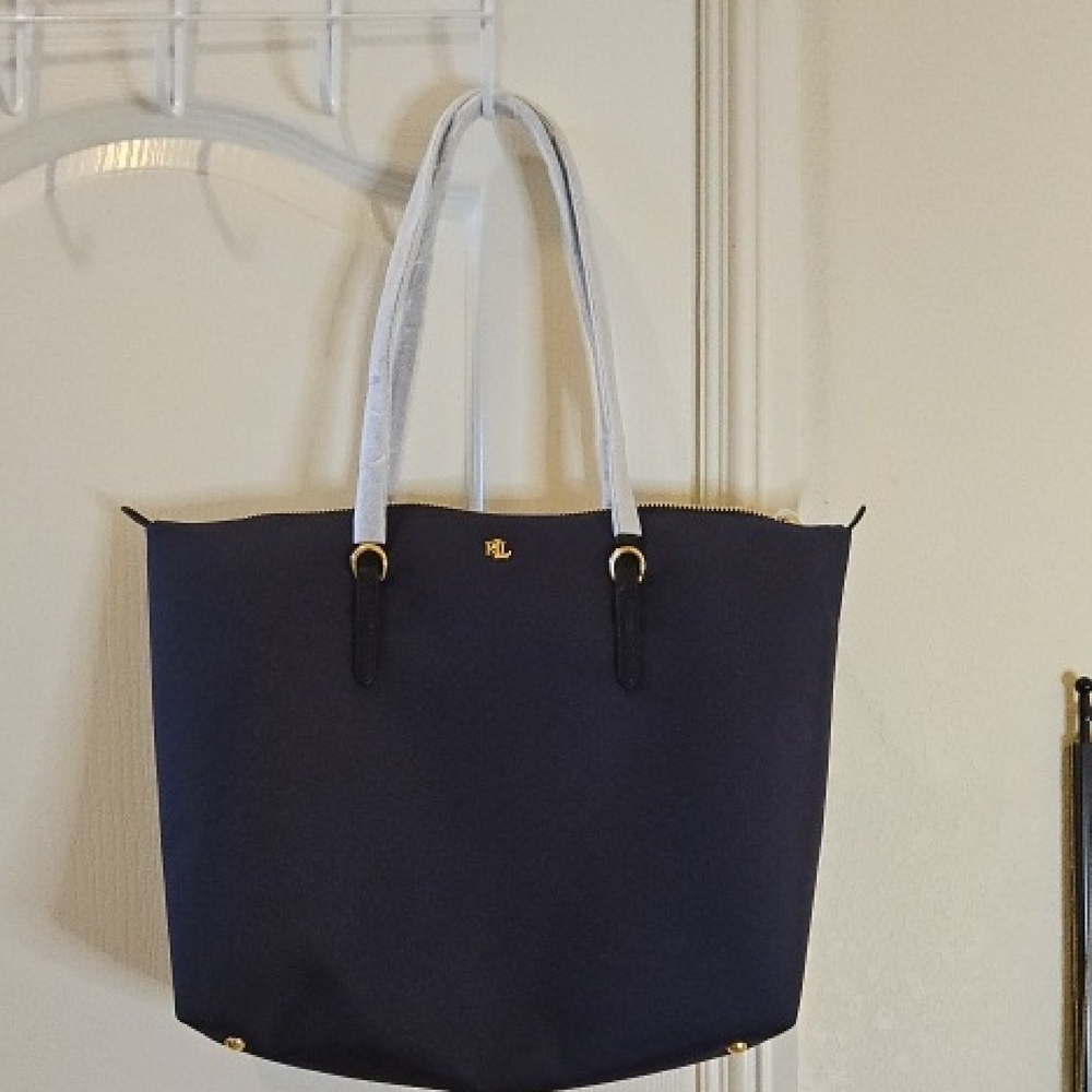 Lauren Ralph Lauren Dark Blue Tote with Gold Accents
